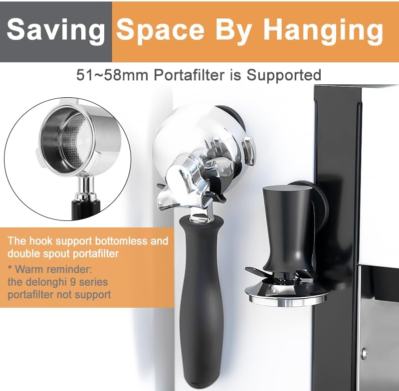 Ulirds 2-Pack Magnetic Portafilter&Tamper Holder,Espresso Accessories Organizer for Metal Wall Surface,Strong Magnet,Anti-Scratch,Space-Saving,Compatible with Ninja Luxe Cafe,Rancilio,Breville Coffee Machine - Image 3